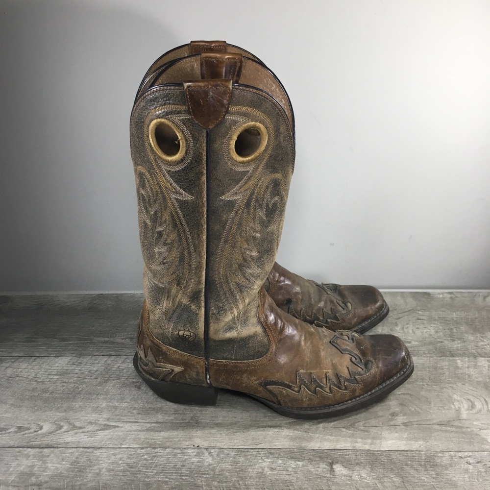 Ariat 10019988 Rival Barn Square Toe Leather Cowboy Western Mens Boots Size 9.5